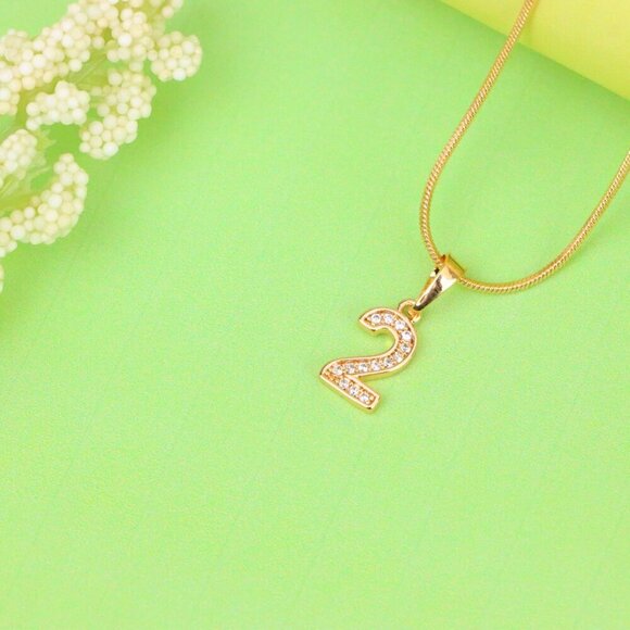 "Rose Gold Number 2 Pendant with Crystals – 18K Gold Plated Charm, XPPT1342 - Picture 13 of 13